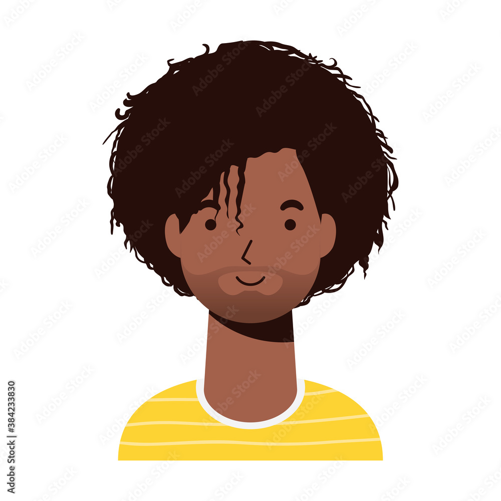 Poster afro ethnic man with beard character icon