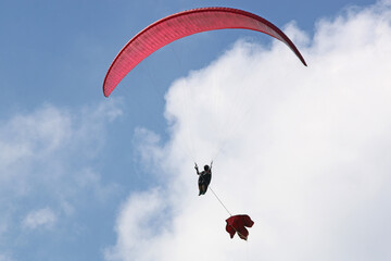 Paraglider being towed on a winch launch	