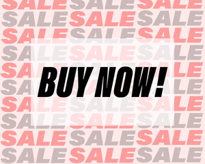 advertising banner sale - buy now. Words sale on a pink background. Suitable for the beauty and fashion industry, clothing stores, cosmetics.