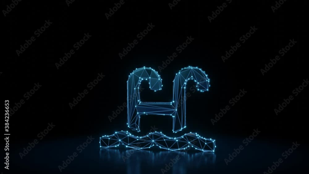 Poster 3d rendering 4k fly through wireframe neon glowing symbol of water surface with swimming pool ladder