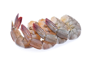 Raw prawns isolated on white background
