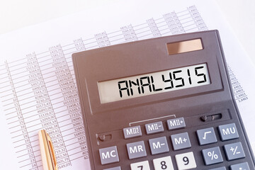 word analysis on the display of A calculator on financial documents