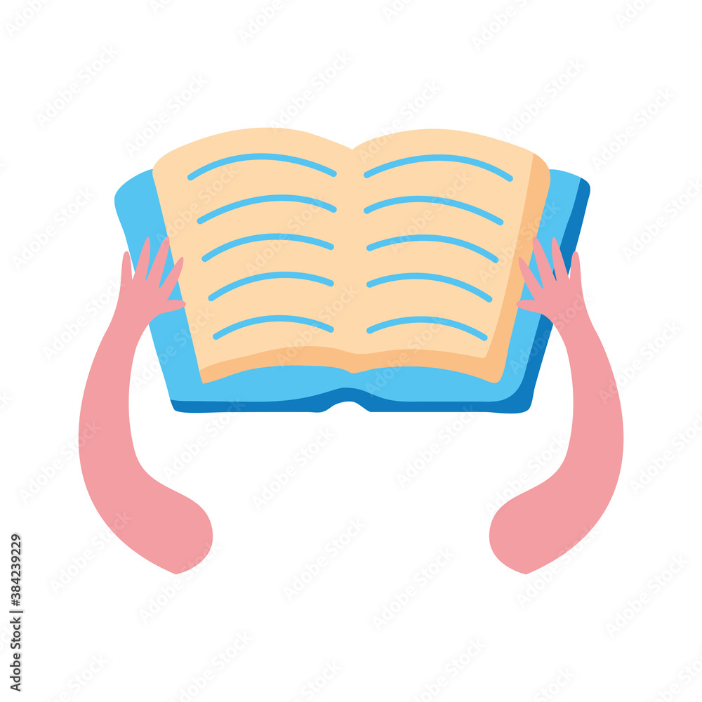 Poster hands reader with text book supply line style icon