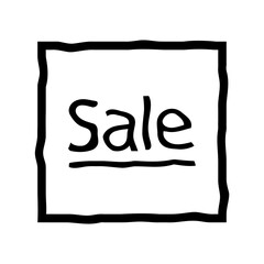 Sale, black lettering on a white background. Vector handwritten text.