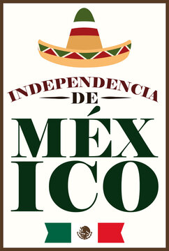 Poster with Hat and Flag for Mexico's Independence Day, Vector Illustration