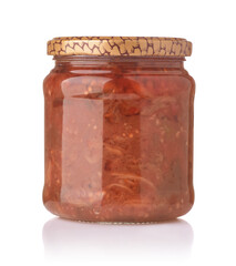 Jar of homemade preserved veggie ratatouille