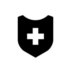 Medical health protection shield cross. Protected medicine guard shield icon concept. Safety mark badge