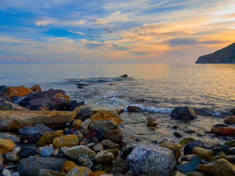 La Herradura town beach at sunset Granada Spain fantasy
