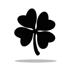 Black 4 leaf clover, luck icon