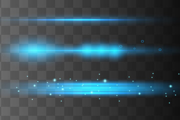 Abstract blue laser beam. Transparent isolated on black background. Vector illustration.the lighting effect.floodlight directional