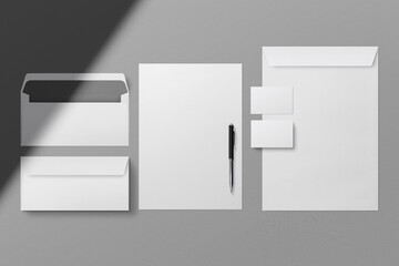 A4 Paper Business Card C4 DL Envelope Stationery Mockup
