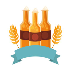 Naklejka premium beer bottles with wheat ears vector design
