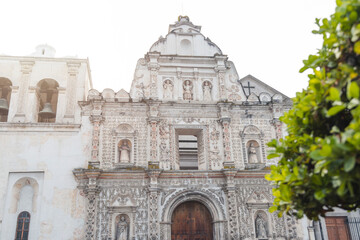 Fototapeta na wymiar Cathedral of the Holy Spirit of Quetzaltenango Guatemala - Neo-Classical and Baroque cathedral of colonial city - Catholic church early in the morning