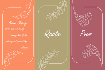 Vector set of abstract royal color creative quote,story and poem emblem template vector, stylish trendy fashion vector illustration