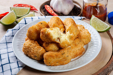 .Codfish cake, very traditional in Portuguese cuisine. Made of cod and potato