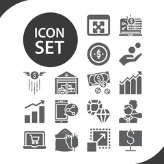Simple set of profit related filled icons.