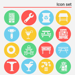 16 pack of ware  filled web icons set