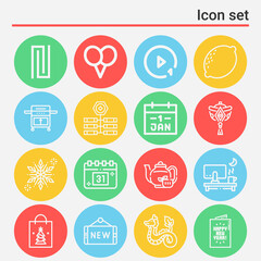 16 pack of late  lineal web icons set