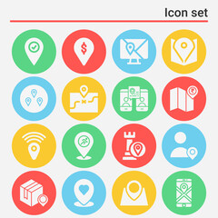 16 pack of proximity  filled web icons set