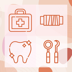 Simple set of clinic related lineal icons