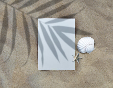 A4 Paper Flyer Summer Sand Beach Mockup
