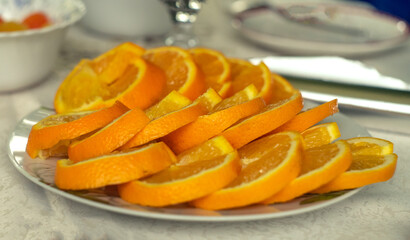 sliced orange slices on a plate