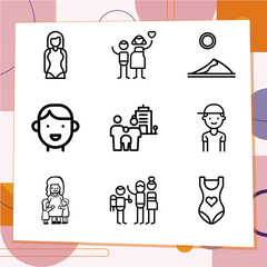 Simple set of 9 icons related to wives