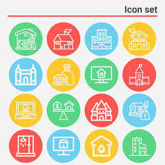 16 pack of manor  lineal web icons set
