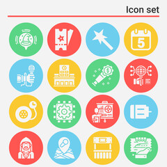 16 pack of performance  filled web icons set