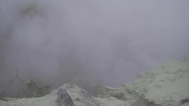Smoking fumaroles at the top of the Mutnovsky volcano on the Kamchatka Peninsula