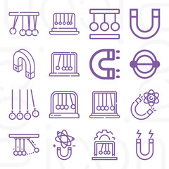 16 pack of gravity  lineal web icons set