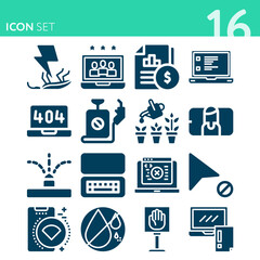 Simple set of 16 icons related to never