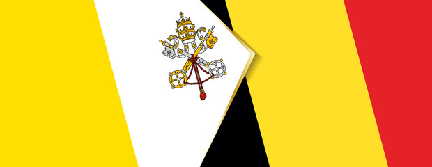 Vatican City and Belgium flags, two vector flags.