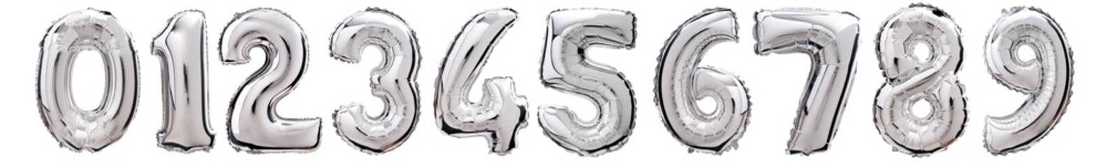 Silver numbers balloon isolated on a white background