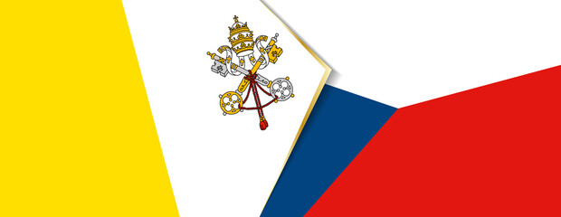 Vatican City and Czech Republic flags, two vector flags.