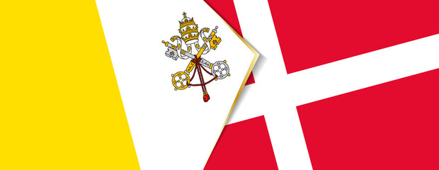 Vatican City and Denmark flags, two vector flags.