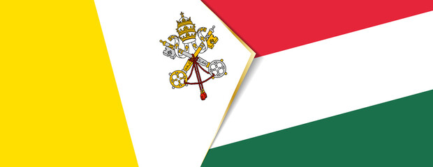 Vatican City and Hungary flags, two vector flags.