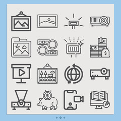 Simple set of exposure related lineal icons.