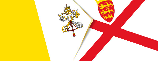 Vatican City and Jersey flags, two vector flags.