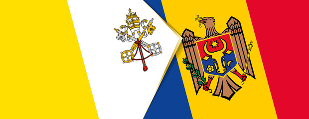 Vatican City and Moldova flags, two vector flags.