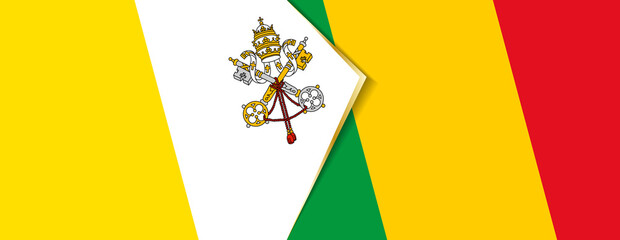 Vatican City and Mali flags, two vector flags.