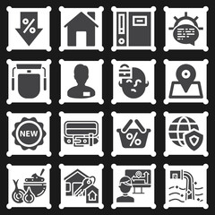 16 pack of part  filled web icons set