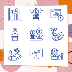 Simple set of 9 icons related to proliferation