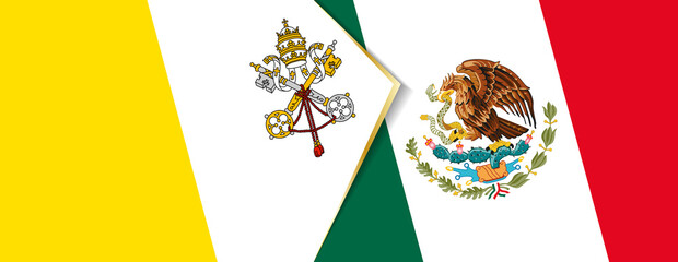 Vatican City and Mexico flags, two vector flags.
