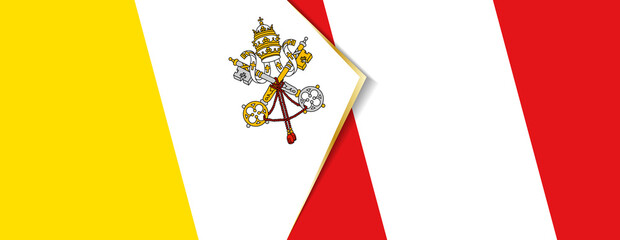Vatican City and Peru flags, two vector flags.