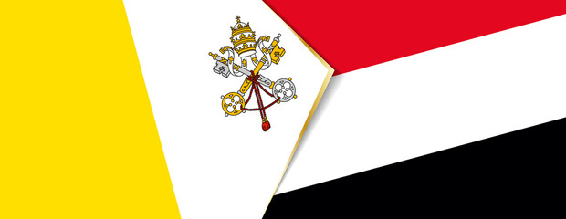 Vatican City and Yemen flags, two vector flags.