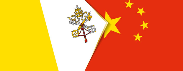 Vatican City and China flags, two vector flags.