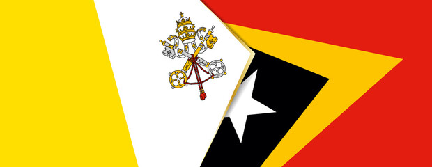 Vatican City and East Timor flags, two vector flags.