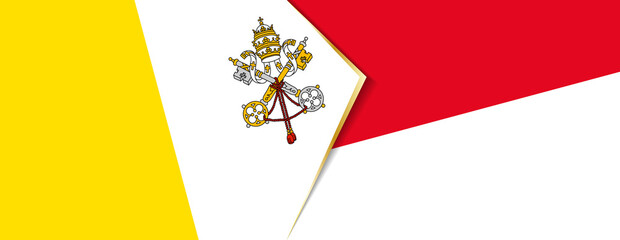 Vatican City and Indonesia flags, two vector flags.