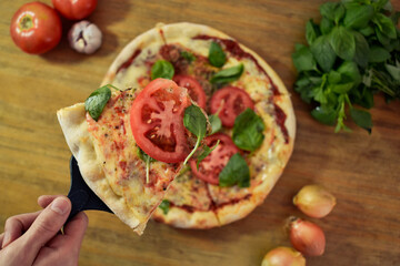 serving pizza at home
